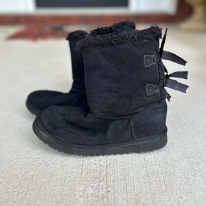UGG Black Suede Boots with Bows